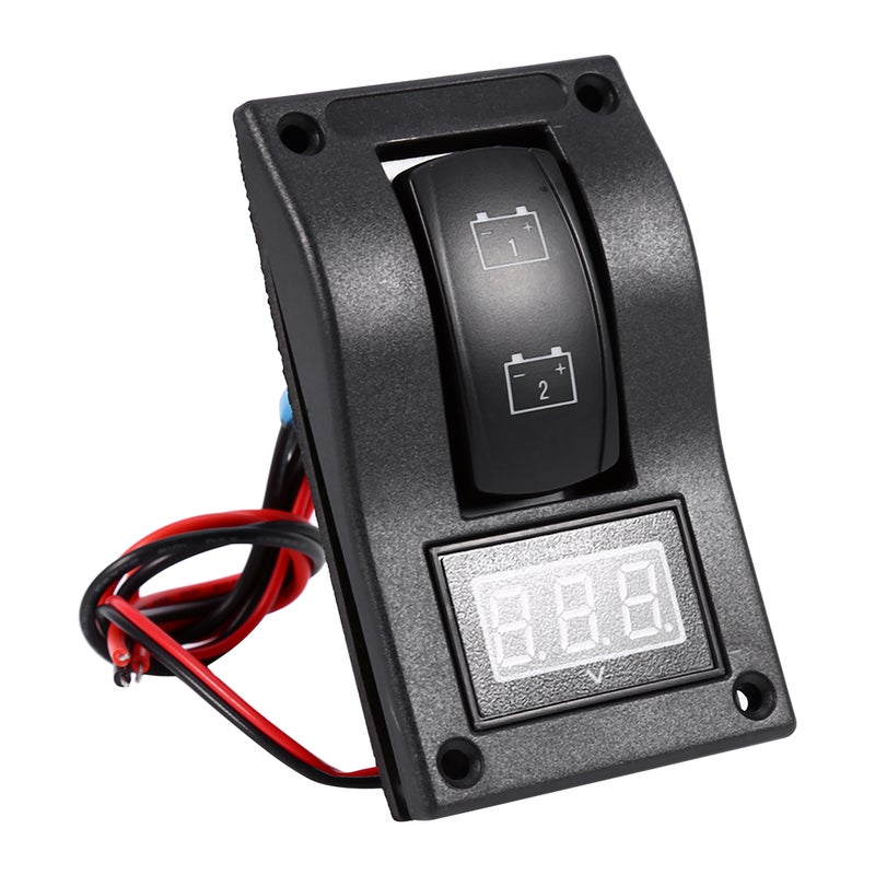12V DC Marine Boat Voltmeter LED Dual Battery Test Panel Rocker Switch On OFF on - Image 3