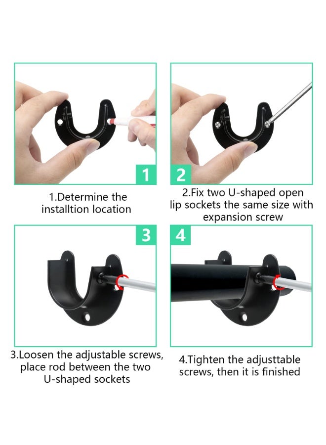 DOUGEI 2 Packs Stainless Steel Closet Rod End Supports  Wardrobe Bracket Heavy Duty Closet Pole Sockets Flange Rod Holder, U-Shaped - Image 5