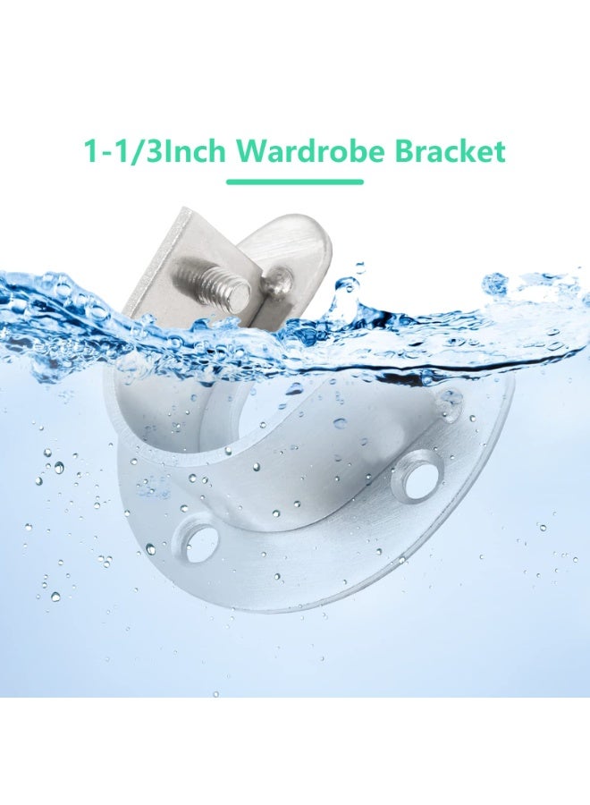 DOUGEI 2 Packs Stainless Steel Closet Rod End Supports  Wardrobe Bracket Heavy Duty Closet Pole Sockets Flange Rod Holder, U-Shaped - Image 4