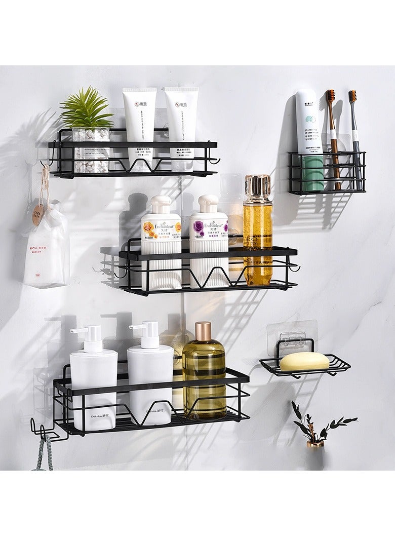 Arabest Shower Caddy Bathroom Shower Organizer - 5 Pack Self Adhesive Shower Shelves for Inside Shower, Larger Capacity,No Drilling, Quick-Dry, Stainless Steel Shower Shelf, Shower Storage Rack,Black - Image 1