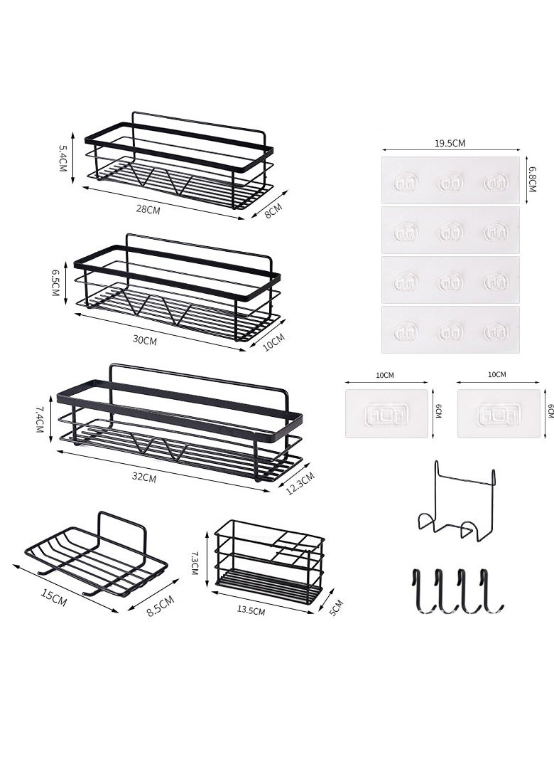 Arabest Shower Caddy Bathroom Shower Organizer - 5 Pack Self Adhesive Shower Shelves for Inside Shower, Larger Capacity,No Drilling, Quick-Dry, Stainless Steel Shower Shelf, Shower Storage Rack,Black - Image 2