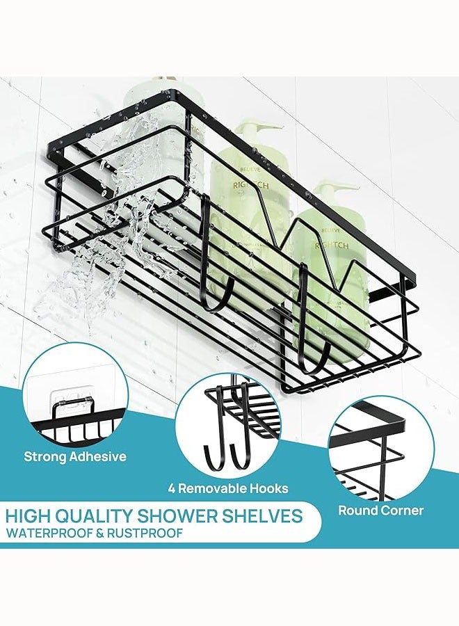Arabest Shower Caddy Bathroom Shower Organizer - 5 Pack Self Adhesive Shower Shelves for Inside Shower, Larger Capacity,No Drilling, Quick-Dry, Stainless Steel Shower Shelf, Shower Storage Rack,Black - Image 4