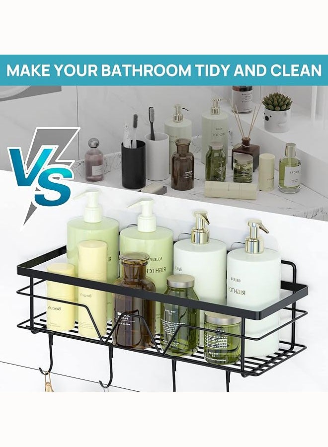 Arabest Shower Caddy Bathroom Shower Organizer - 5 Pack Self Adhesive Shower Shelves for Inside Shower, Larger Capacity,No Drilling, Quick-Dry, Stainless Steel Shower Shelf, Shower Storage Rack,Black - Image 3