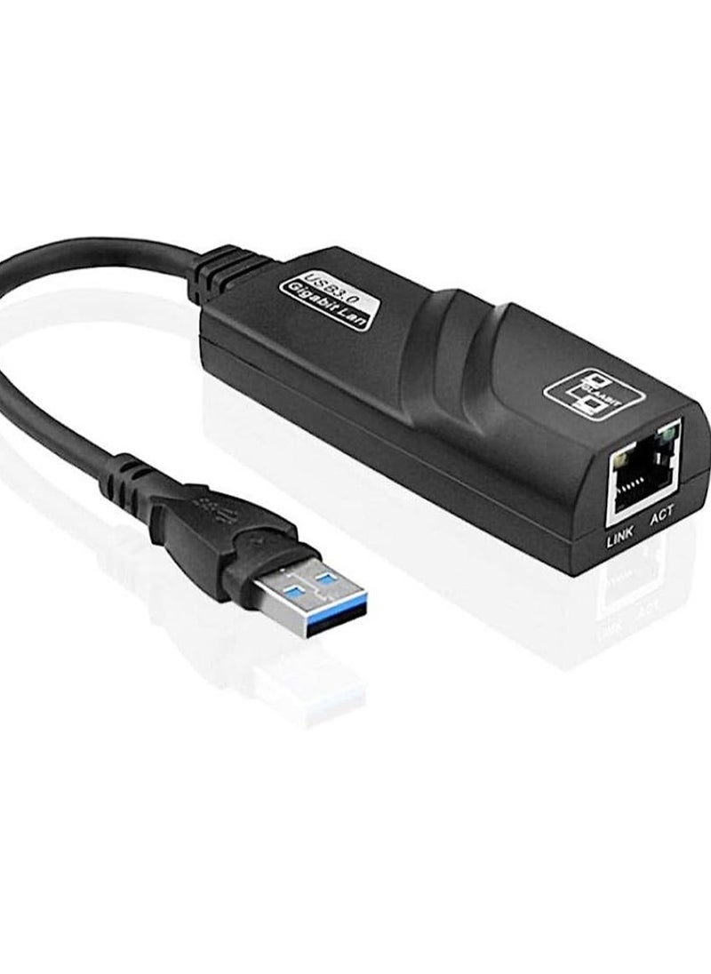 Generic - Ethernet Adapter USB 3.0 to 10/100/1000 Network RJ45 Lan Wired Adapter for Nintendo Switch, Wii, Wii U, Macbook, Chromebook, Windows 10, 8.1, Mac OS, Surface Pro- Black - Image 1
