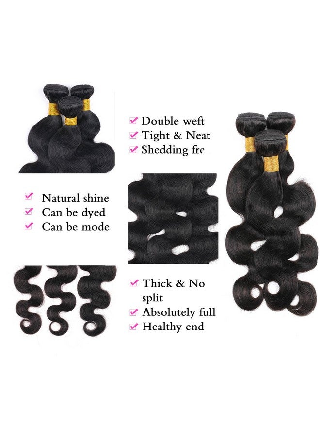 DAIMER 3 Bundles 12 14 16 Inch Brazilian Body Wave Human Hair Extensions Double Weft 10A Brazilian Hair Bundles Unprocessed Virgin Hair Weave 300G/Package - Image 2