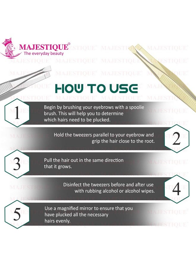 MAJESTIQUE Majestique Eyebrow Pluker Tweezers for Women and Men Twiser Eyebrows | Twizzer Tools for Ingrown Hair and Splinters | Professional Facial Twizzer Tools for Eyebrows and Hair Plucker Removal - Gold 2Pcs  - Image 5