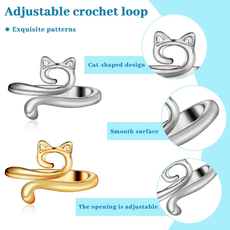 FOUSNOW 5 Pcs Crochet Ring, Adjustable Crochet Tension Rings, Yarn Ring for Finger Knitting Loop Accessories Tools, Yarn Rings for Women Mother Grandma - Image 3
