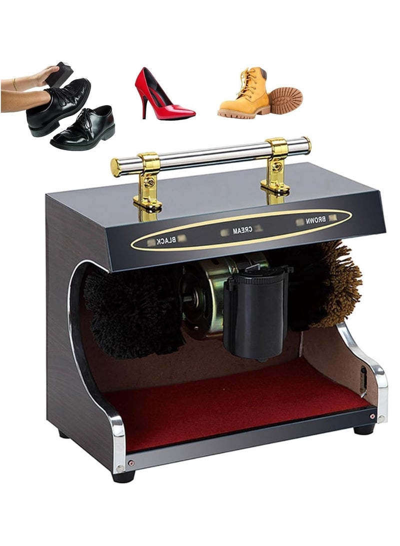 VITION آلة تلميع الأحذية الأوتوماتيكية، جهاز تلميع كهربائي للأحذية مع فرشتين للأحذية البنية والسوداء، موزع كريم، مثالي للاستخدام في المنزل والمكتب وردهة الفندق (أسود) - Image 1