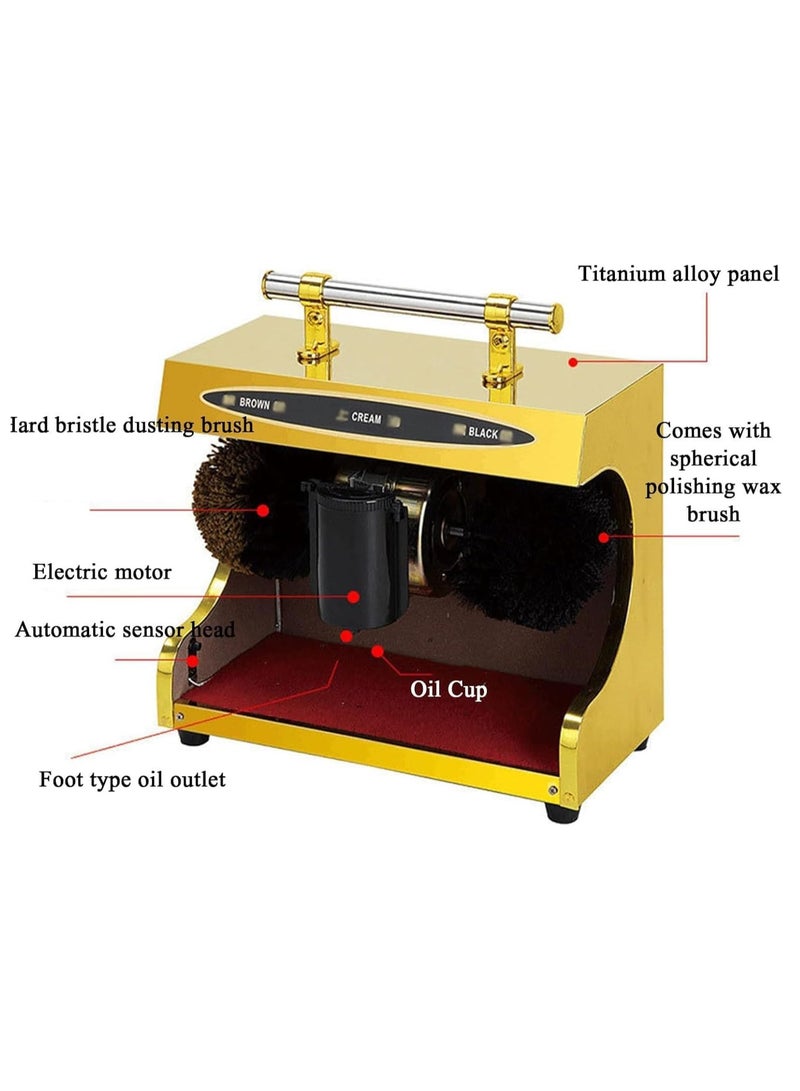 VITION آلة تلميع الأحذية الأوتوماتيكية، جهاز تلميع كهربائي للأحذية مع فرشتين للأحذية البنية والسوداء، موزع كريم، مثالي للاستخدام في المنزل والمكتب وردهة الفندق (أسود) - Image 2