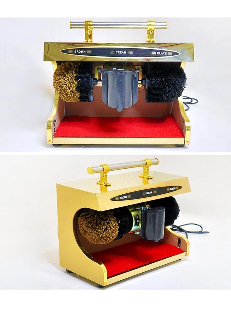 VITION آلة تلميع الأحذية الأوتوماتيكية، جهاز تلميع كهربائي للأحذية مع فرشتين للأحذية البنية والسوداء، موزع كريم، مثالي للاستخدام في المنزل والمكتب وردهة الفندق (أسود) - Image 5