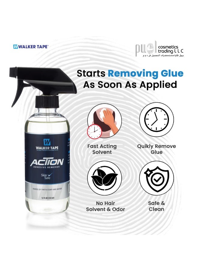 Walker Tape® Action Adhesive Remover is your trusted, all-in-one hair glue remover for wigs, toupees, and hair systems. Its fast-acting formula efficiently breaks down adhesives while remaining gentle on sensitive skin. Action Remover works on lace wigs, poly bases, scalp adhesives, and more—making it the ideal choice for both professionals and personal users. It leaves no sticky residue, allowing for clean, smooth reinstallation. Whether you’re maintaining hair extensions, lace front wigs, or bonding tape, this skin-safe adhesive solvent ensures irritation-free and thorough removal every time. A must-have wig glue remover for salons and home hairpiece care. - Image 4