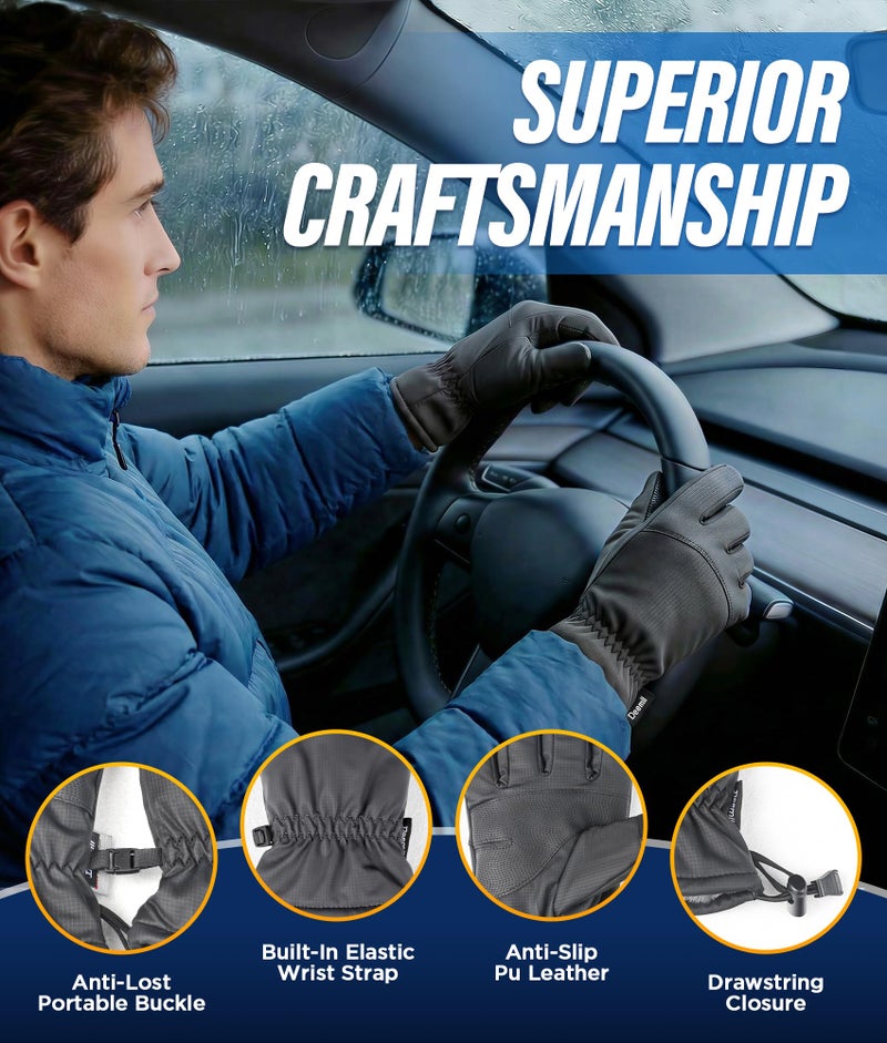 Deemii Winter Gloves Men Women Made with 3M Insulation&Plush Lining -10â„‰ Windproof&Water-Resisitant Glove with Touchscreen Fingers - Image 5