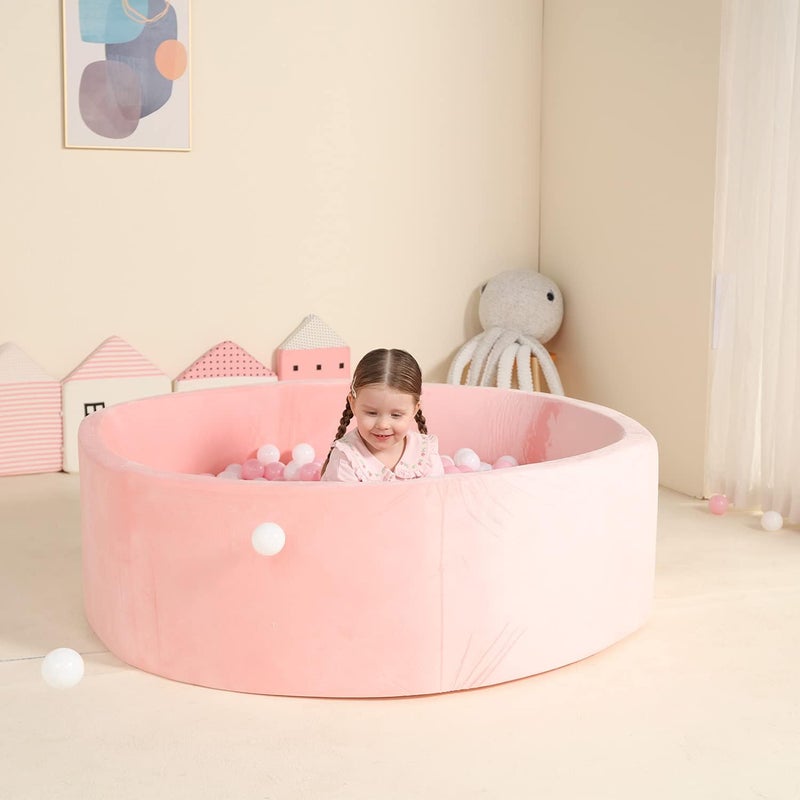 TRENDBOX Extra Large Foam Ball Pit for Toddlers, 47x14 inch Soft Baby Ball Pit with Washable Velvet Cover (Balls not Included)-Pink - Image 5