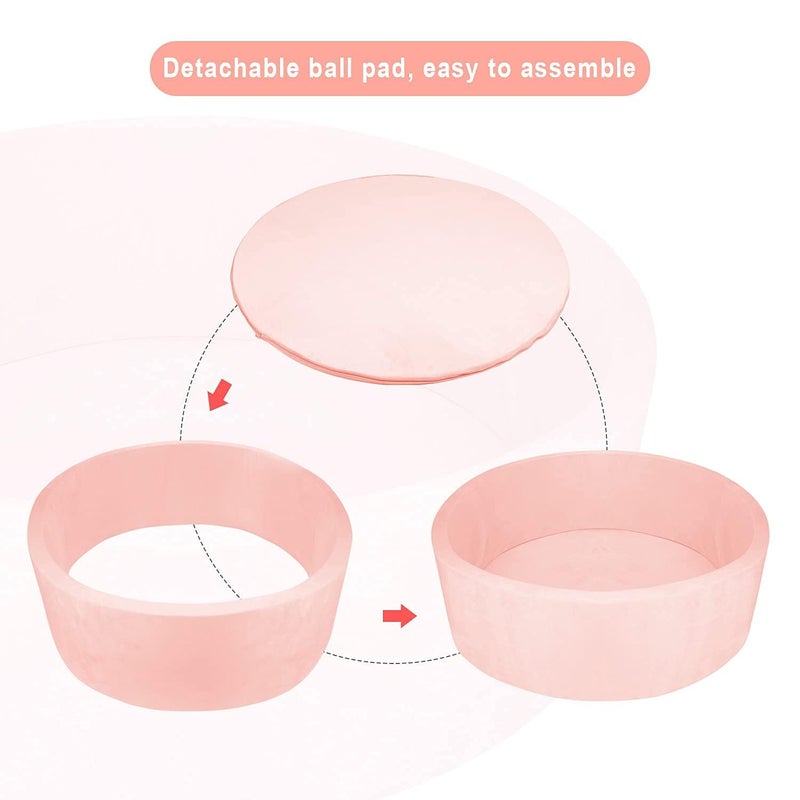 TRENDBOX Extra Large Foam Ball Pit for Toddlers, 47x14 inch Soft Baby Ball Pit with Washable Velvet Cover (Balls not Included)-Pink - Image 4