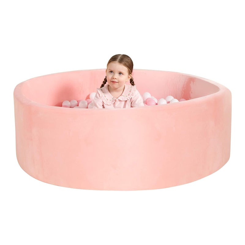 TRENDBOX Extra Large Foam Ball Pit for Toddlers, 47x14 inch Soft Baby Ball Pit with Washable Velvet Cover (Balls not Included)-Pink - Image 1