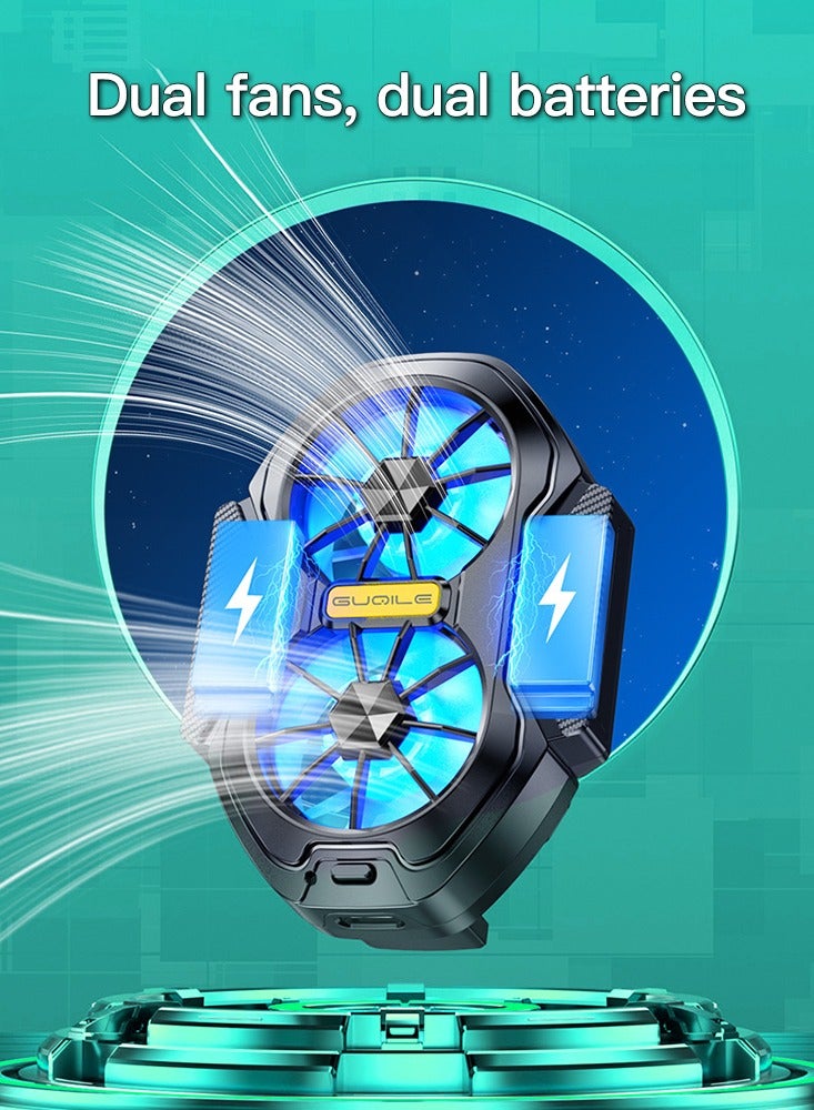 مبرد هاتف مزود بإضاءة LED، مروحة تبريد مزدوجة قابلة لإعادة الشحن عبر USB، بدون ضوضاء، مبرد للهاتف المحمول للعب الألعاب والبث المباشر على تيك توك، مناسب لجميع هواتف آيفون/أندرويد.تبريد جوال - Image 5