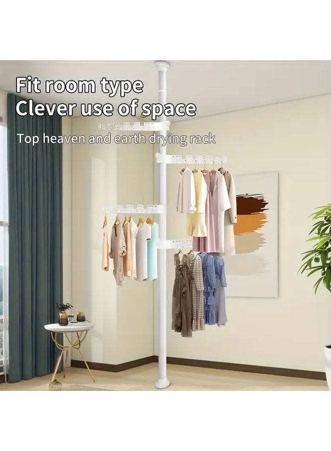 Black Heavy Duty Retractable Clothes Drying Rack Space Saving Adjustable Height Metal - Image 2