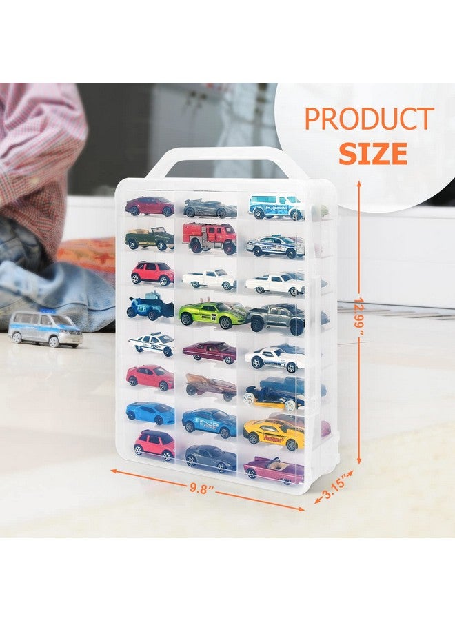 KISLANE Double Sided Storage Case For 46 Toy Cars, Matchbox Cars, Portable Transparent Storage Case With 46 Compartments, Case Only (Transparent)… - Image 3