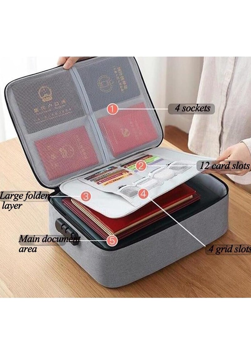 DubaiGallery Documents Storage Bag Important Files box 3 Layer Organizer Lock Box, Moisture-proof Water--proof Certificate Box for Diploma Legal Documents Passport Bank Credit Card USB Valuables Jewelry  - Image 2