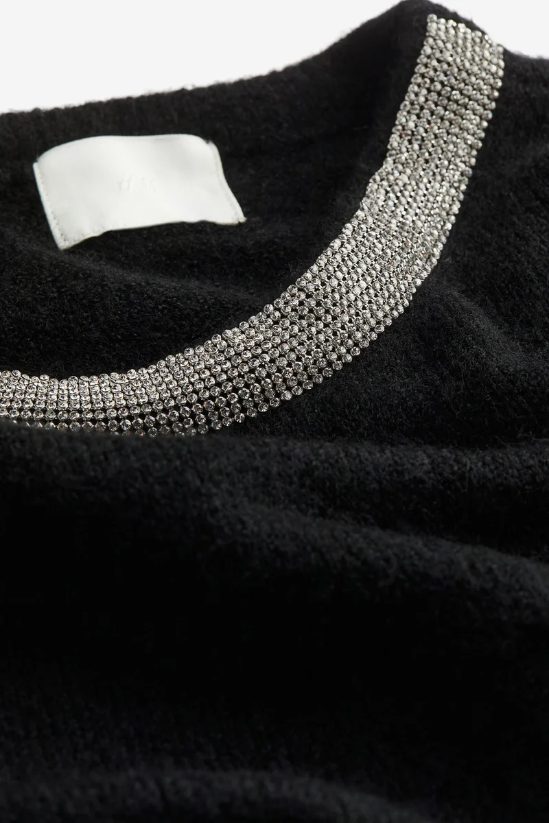 اتش اند ام فستان مزخرف بأحجار الرايون