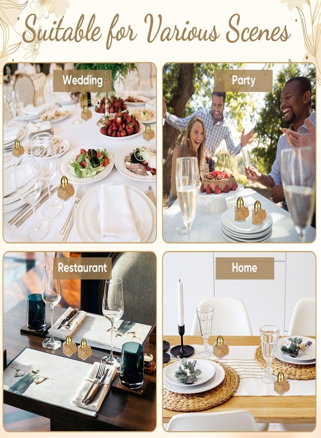 Uiifan مجموعة أوييفان المكونة من 50 قطعة، كل قطعة تحتوي على 0.5 أونصة من علب الملح والفلفل الصغيرة ذات الأغطية الذهبية اللون، وحوامل توابل زجاجية شفافة، بالإضافة إلى 5 قمع بلاستيكي و50 بطاقة و50 حبلًا، مناسبة لحفلات الزفاف والمطبخ (شكل مربع). - Image 5