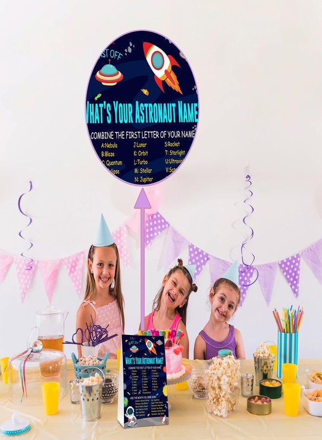 Foosproea What's Your Astronaut Name Game - Outer Space Birthday Party Games for Boys - Family School Classroom Activity - 1 Standing Sign and 30 Stickers - Kids Space Party Supplies Decorations(13) - Image 3