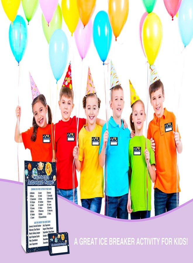 Foosproea What's Your Astronaut Name Game - Outer Space Birthday Party Games for Boys - Family School Classroom Activity - 1 Standing Sign and 30 Stickers - Kids Space Party Supplies Decorations(13) - Image 5