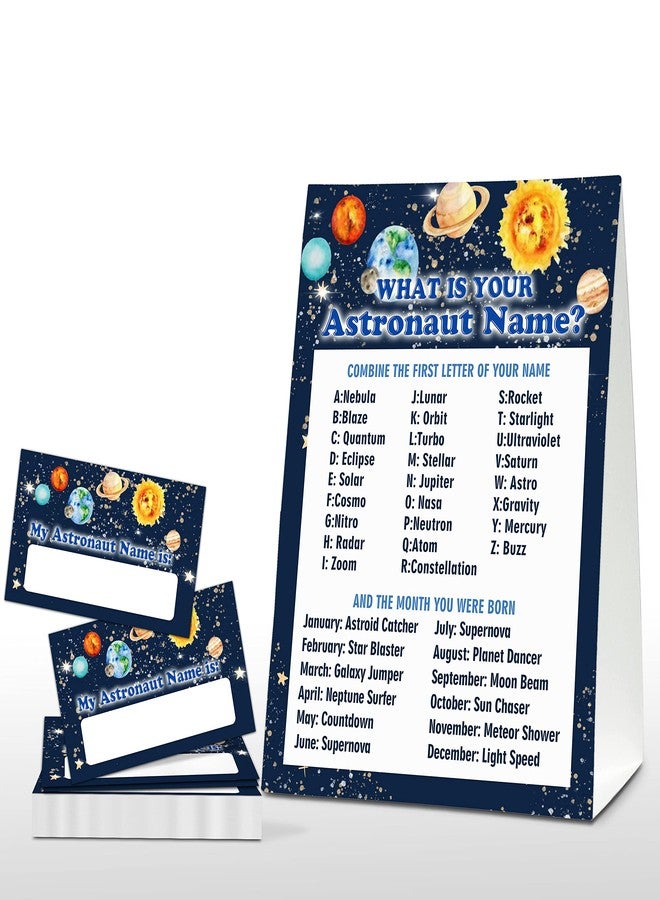 Foosproea What's Your Astronaut Name Game - Outer Space Birthday Party Games for Boys - Family School Classroom Activity - 1 Standing Sign and 30 Stickers - Kids Space Party Supplies Decorations(13) - Image 1