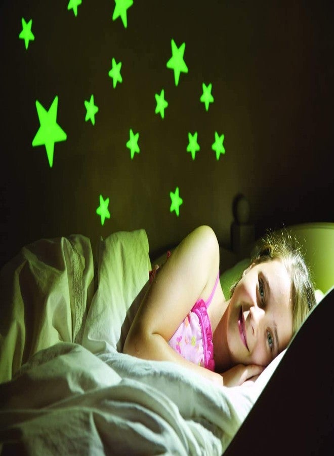 سايج سكوير ملصق جداري على شكل نجمة متوهجة في الظلام بلون أخضر راديومي من سيج سكوير، مناسب لغرف الأطفال وغرف المعيشة (عبوة من 28 قطعة) (قمر ونجمة) - Image 3