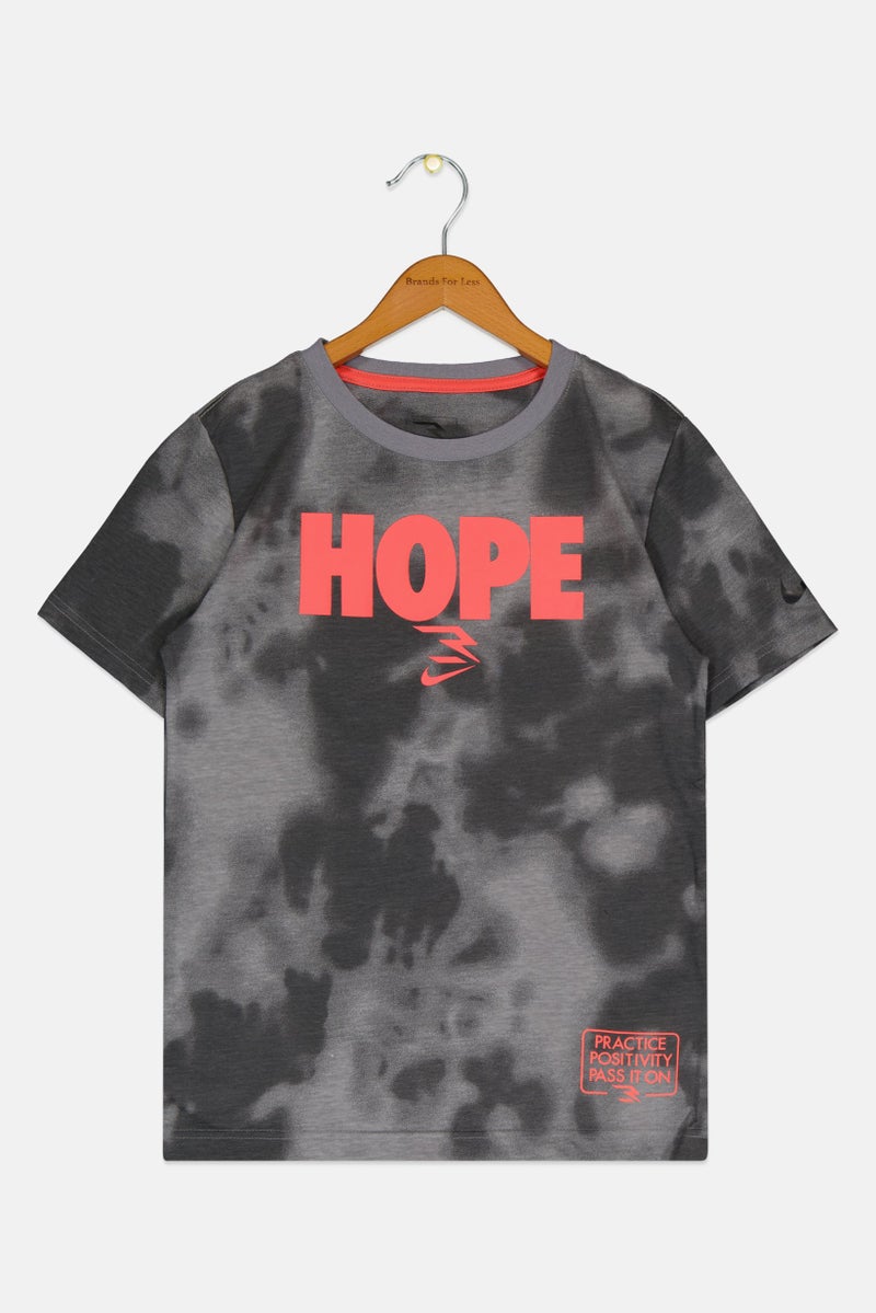 Nike 3Brand by Russell Wilson Kids Boy Brand Logo Short Sleeve Outdoor T-Shirt, Dark Grey - Image 2