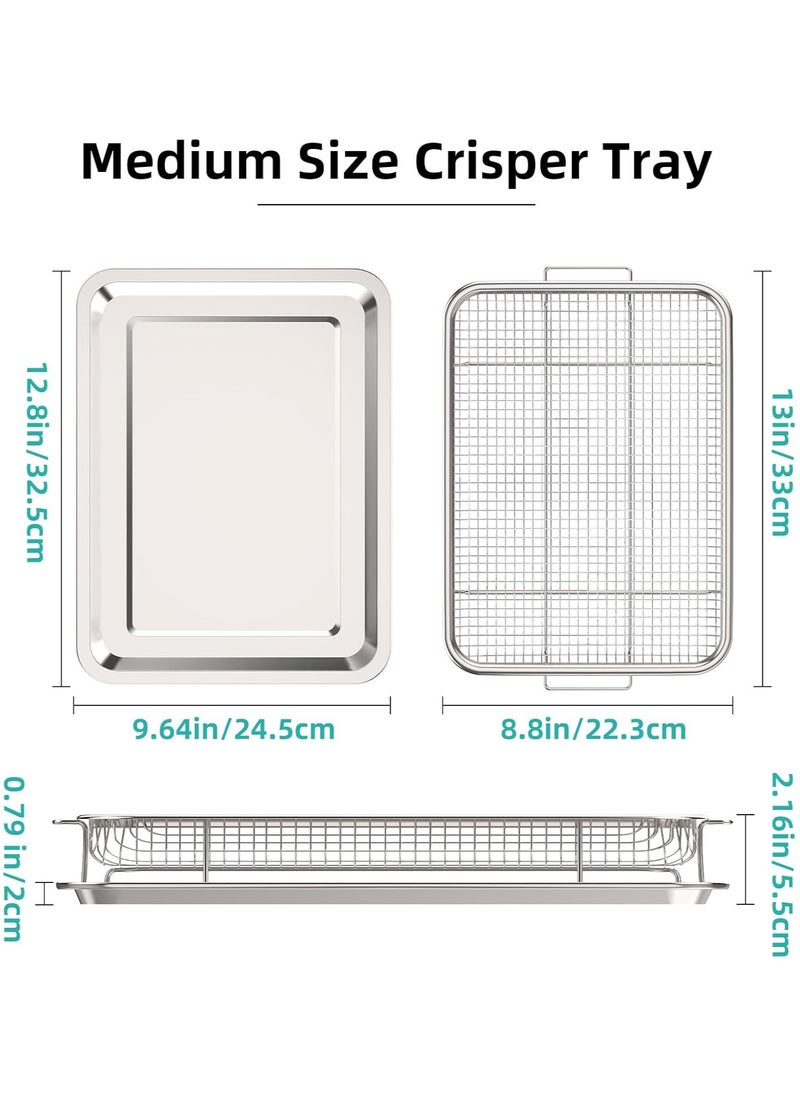 Generic Air Fryer Basket for Oven, 12.8“ x 9.6“ Stainless Steel Crisper Tray and Pan with 30 PCS Parchment Paper, Deluxe Air Fry in Your Oven, 2-Piece Set, Baking Pan Perfect for The Grill  - Image 2