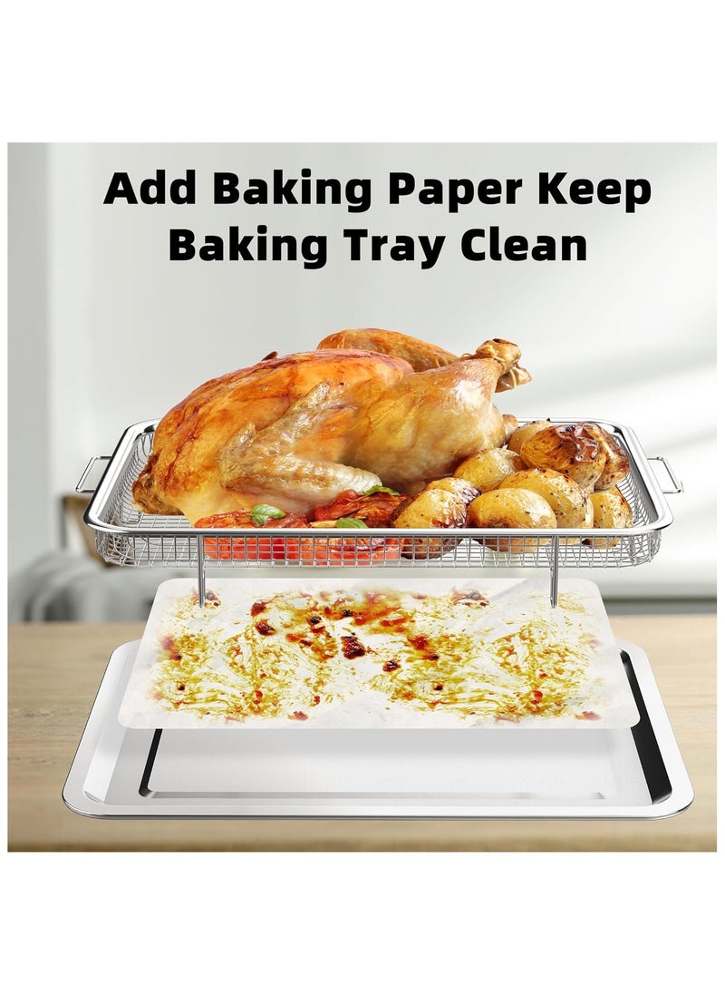 Generic Air Fryer Basket for Oven, 12.8“ x 9.6“ Stainless Steel Crisper Tray and Pan with 30 PCS Parchment Paper, Deluxe Air Fry in Your Oven, 2-Piece Set, Baking Pan Perfect for The Grill  - Image 4