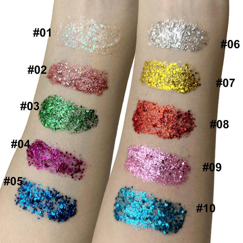 Mysense Royal Blue Body Glitter Gel, Singer Concerts Face Hair Glitter Makeup, Music Festival Rave Accessories, Chunky Glitter Mermaid Sequins, Sparkling Face Paint for Women Girls, 30g - Image 5