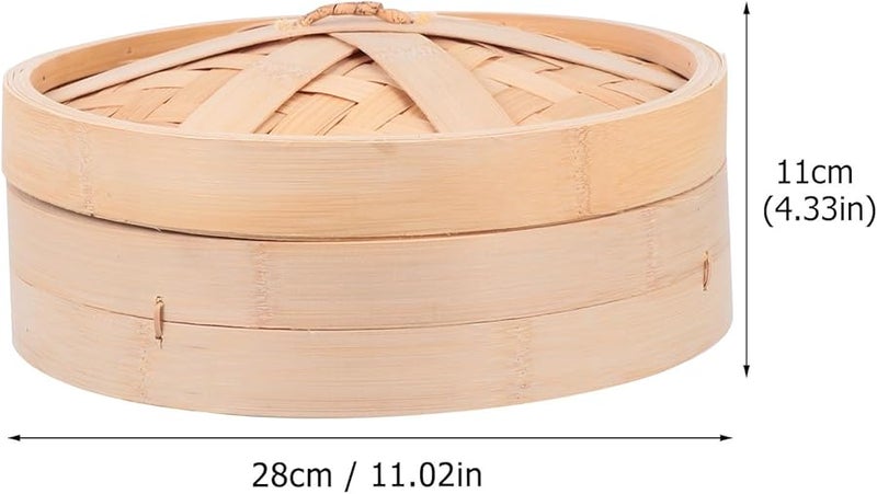 28 سم سلة بخار الخيزران الطبيعية مع غطاء للزلابية وطهي الطعام - Image 3