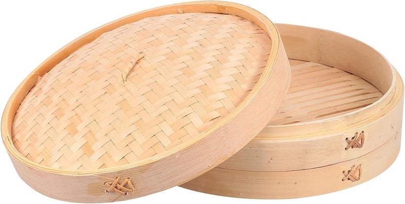 28 سم سلة بخار الخيزران الطبيعية مع غطاء للزلابية وطهي الطعام - Image 2