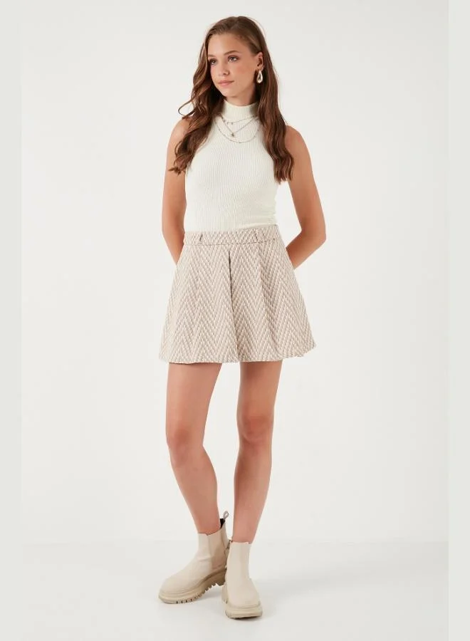 Lela Lela Patterned Cotton Winter Mini Short Skirt Women's SHORT SKIRT 611SR0046