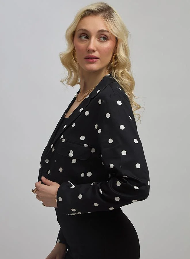 Virgio Cotton Polka Crop Blazer