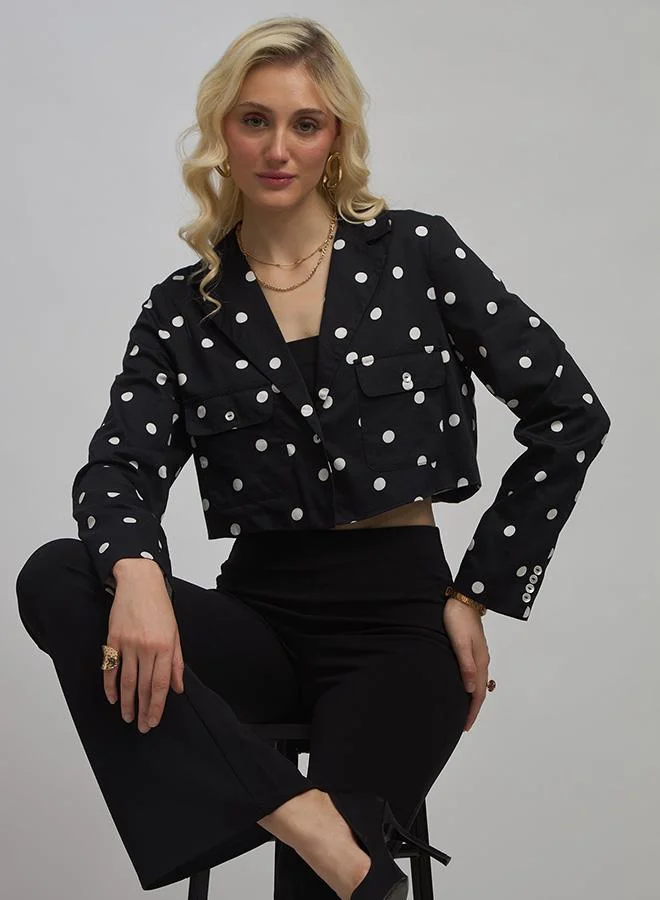Virgio Cotton Polka Crop Blazer