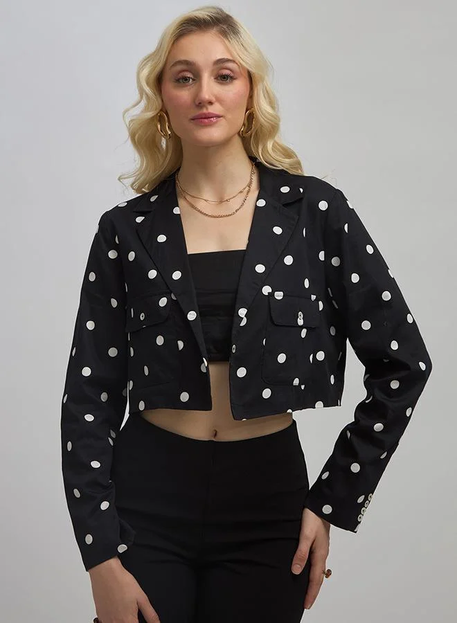 Virgio Cotton Polka Crop Blazer