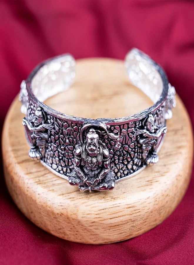 ADHVIK قفل قابل للتعديل للجنسين، Free God Lord Mahavir Mahabali Shri Bajrangbali Sankat Mochan Hanuman Ji 5 Mukhi Face Hand الكفة المعصم نصف Kada Bangle سوار للقوة والحماية والتفاني - Image 4