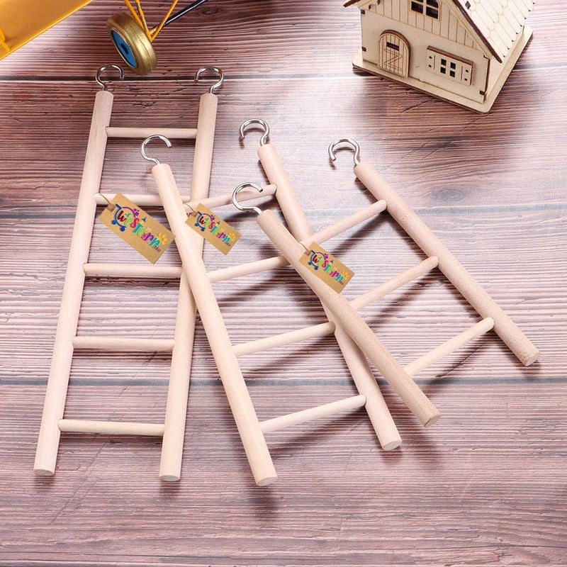 Western Era 7 Stairs Fun Natural Wooden Ladder Toy for Training, with Hooks, Designed for Birds, Parrot, Budgies and Other Small, Medium Large Bird (34cm) - Image 5