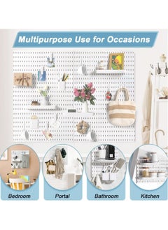 VUCATIN Pegboard Combination Wall Organizer Kit 3 Pcs Pegboard and 17 Accessories Modular Hanging Wall Mount Display Pegboard Panel Kits for Home Office Kitchen Organizer (Black)  - Image 5