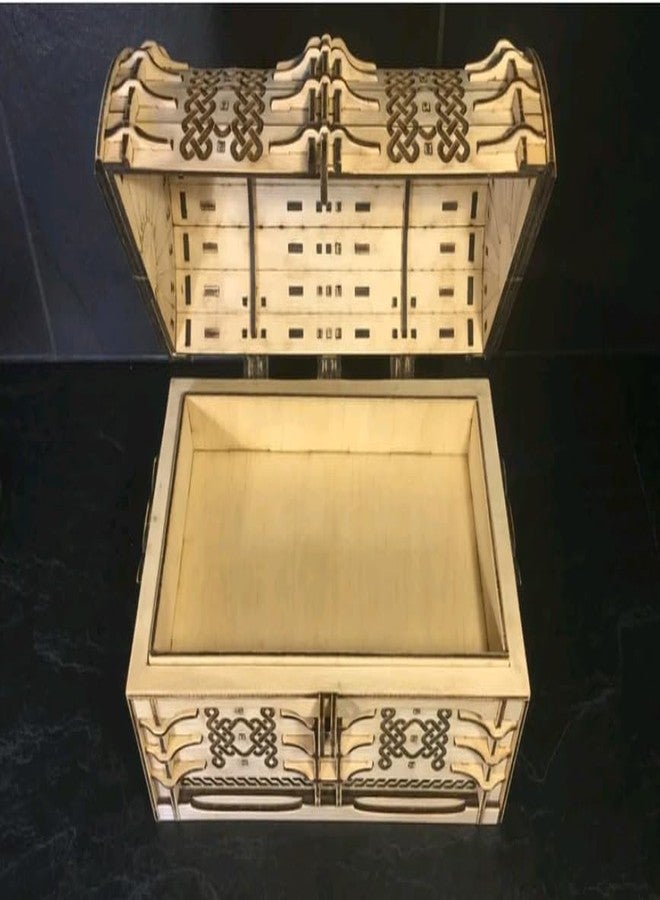 MeeCraft Antique Celtic Design Jewellery Storage Box with Secret Drawer and Compartments (20.5x12.5x13.5 cm) - Image 3