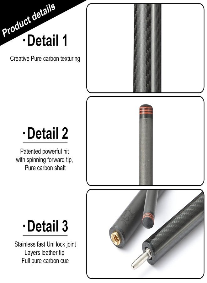 CROWN ME Carbon Fiber Break Pool Cue Stick 20OZ Weight, 13mm Tip Break Carbon Fiber cue, 58" Cue Stick - Image 2