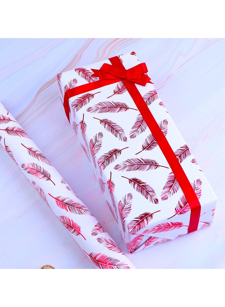 Generic Set of 5pcs 50 x 70cm Pink Feather Wrapping Paper for Birthdays, Weddings, Anniversaries  - Image 1