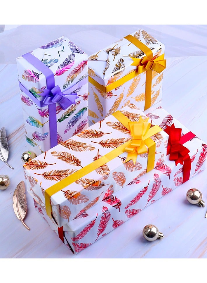 Generic Set of 5pcs 50 x 70cm Pink Feather Wrapping Paper for Birthdays, Weddings, Anniversaries  - Image 2