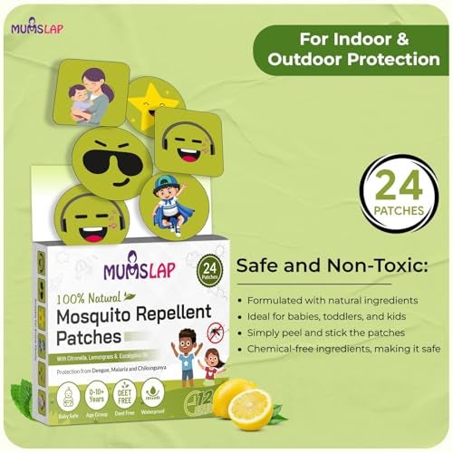 MumsLap Natural Mosquito Repellent Patches for Babies & Kids | Up to 12 Hours Protection with Citronella, Lemongrass & Eucalyptus Oil | Anti-Mosquito Stickers - Pack of 5 (120 Patches) - Image 3