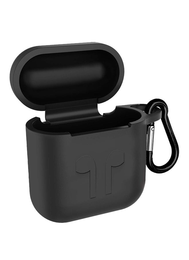 HEXABEX - Protective Silicone Case Cover For Apple AirPods 1/2 With Carabiner Black - Image 1