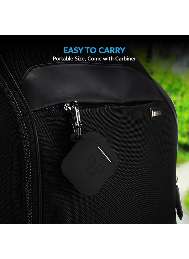 HEXABEX - Protective Silicone Case Cover For Apple AirPods 1/2 With Carabiner Black - Image 1