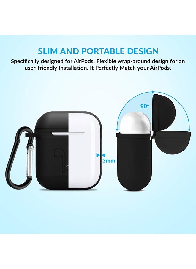 HEXABEX - Protective Silicone Case Cover For Apple AirPods 1/2 With Carabiner Black - Image 1
